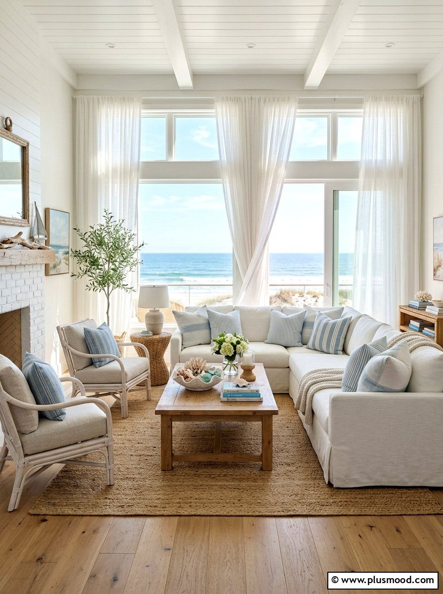 Coastal Living Room - 25 simple summer home decor ideas