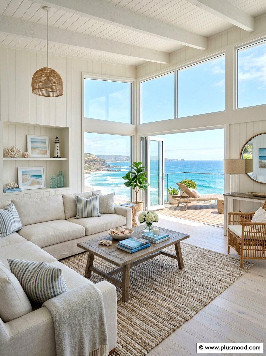 Coastal Living Room - 25 summer entertaining living room ideas