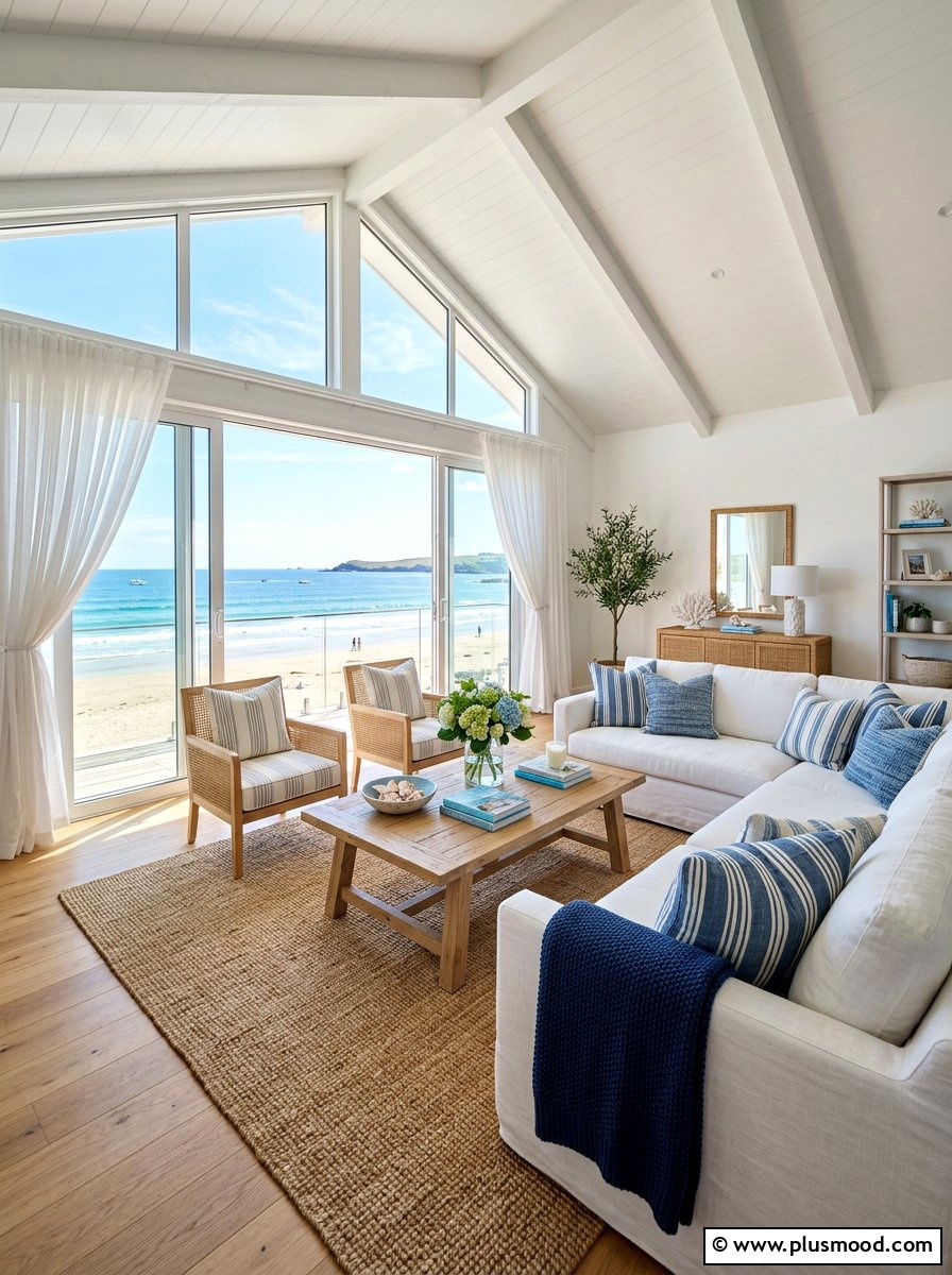 Coastal Living Room - 25 cute summer home decor ideas