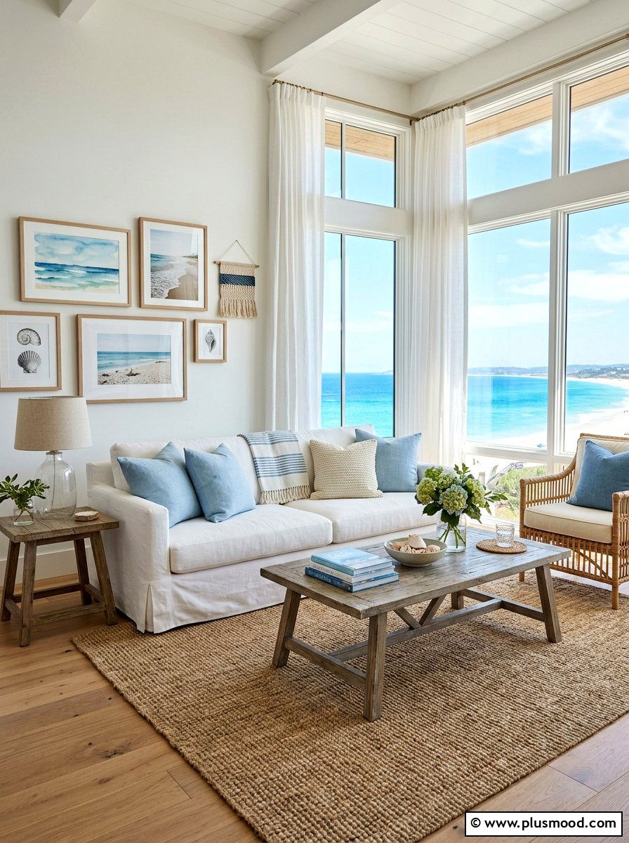 Coastal Living Room - 25 beautiful summer home decor ideas
