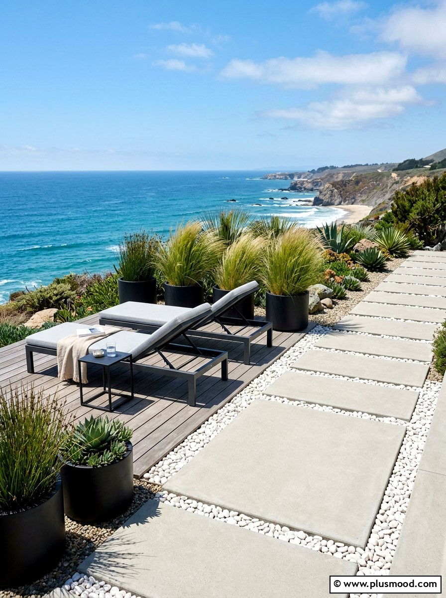Coastal Minimalist Garden - 25 summer coastal outdoor entertaining ideas