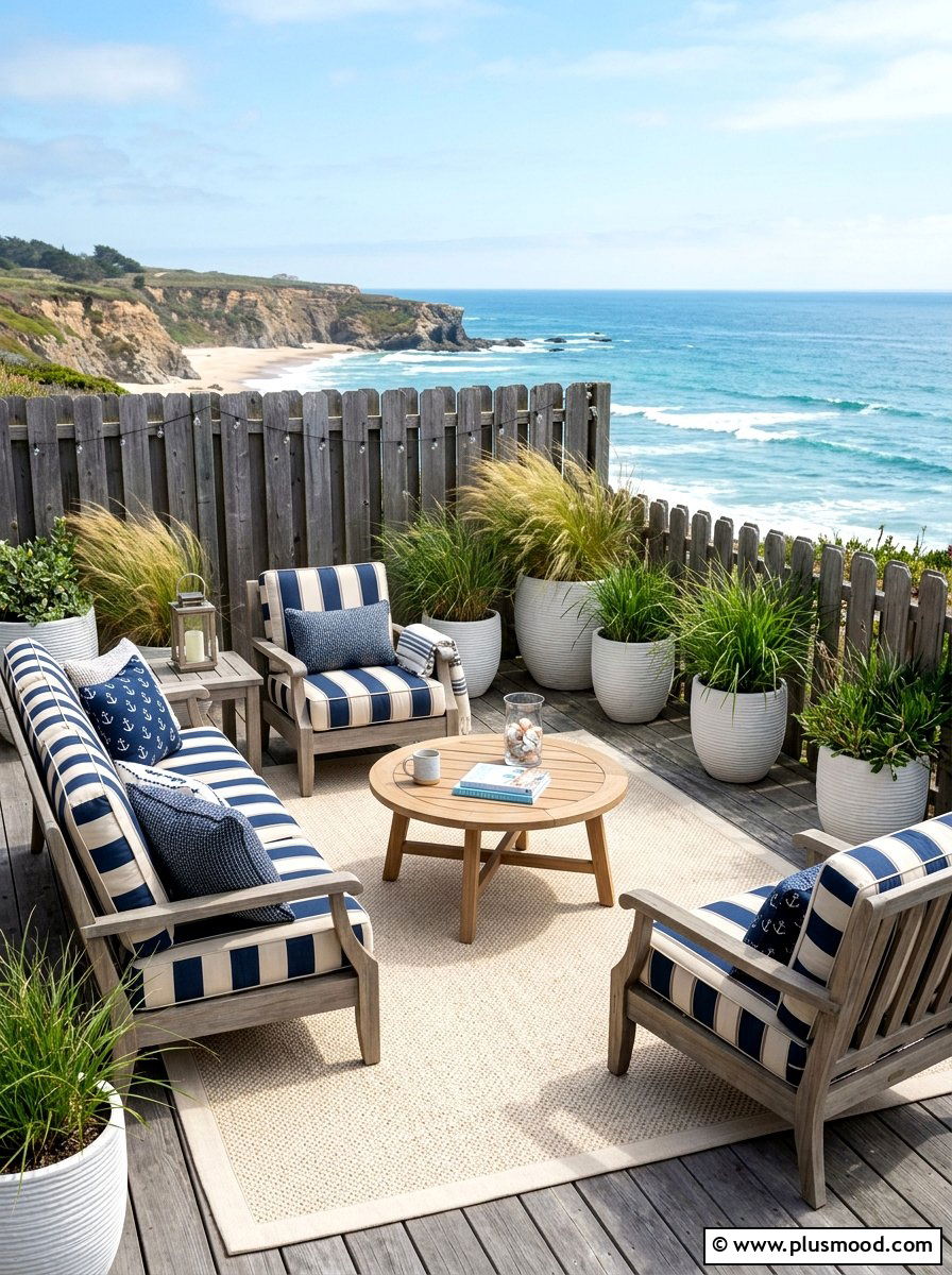 Coastal Navy And Cream Retreat - 25 small backyard ideas with color scheme