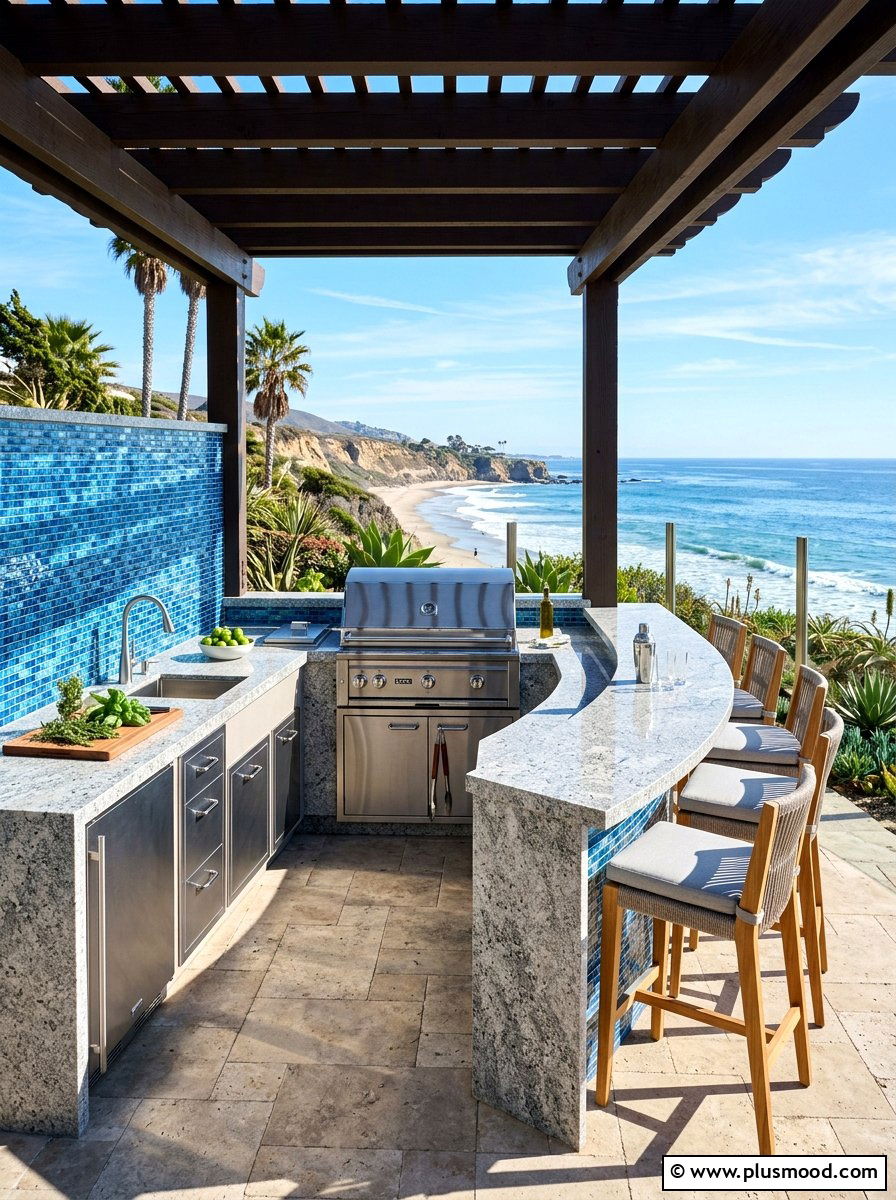 Coastal Outdoor Kitchen - 25 summer coastal outdoor entertaining ideas