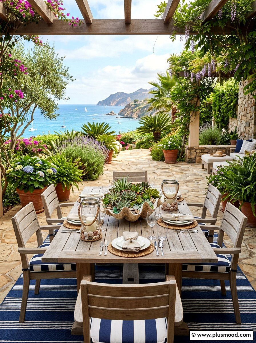 Coastal Patio Table - 25 summer decor ideas with shells