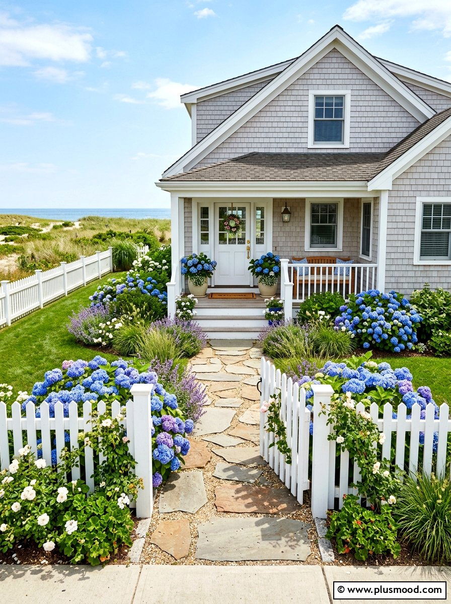 Coastal Picket Fence Entry - 25 summer coastal front porch ideas