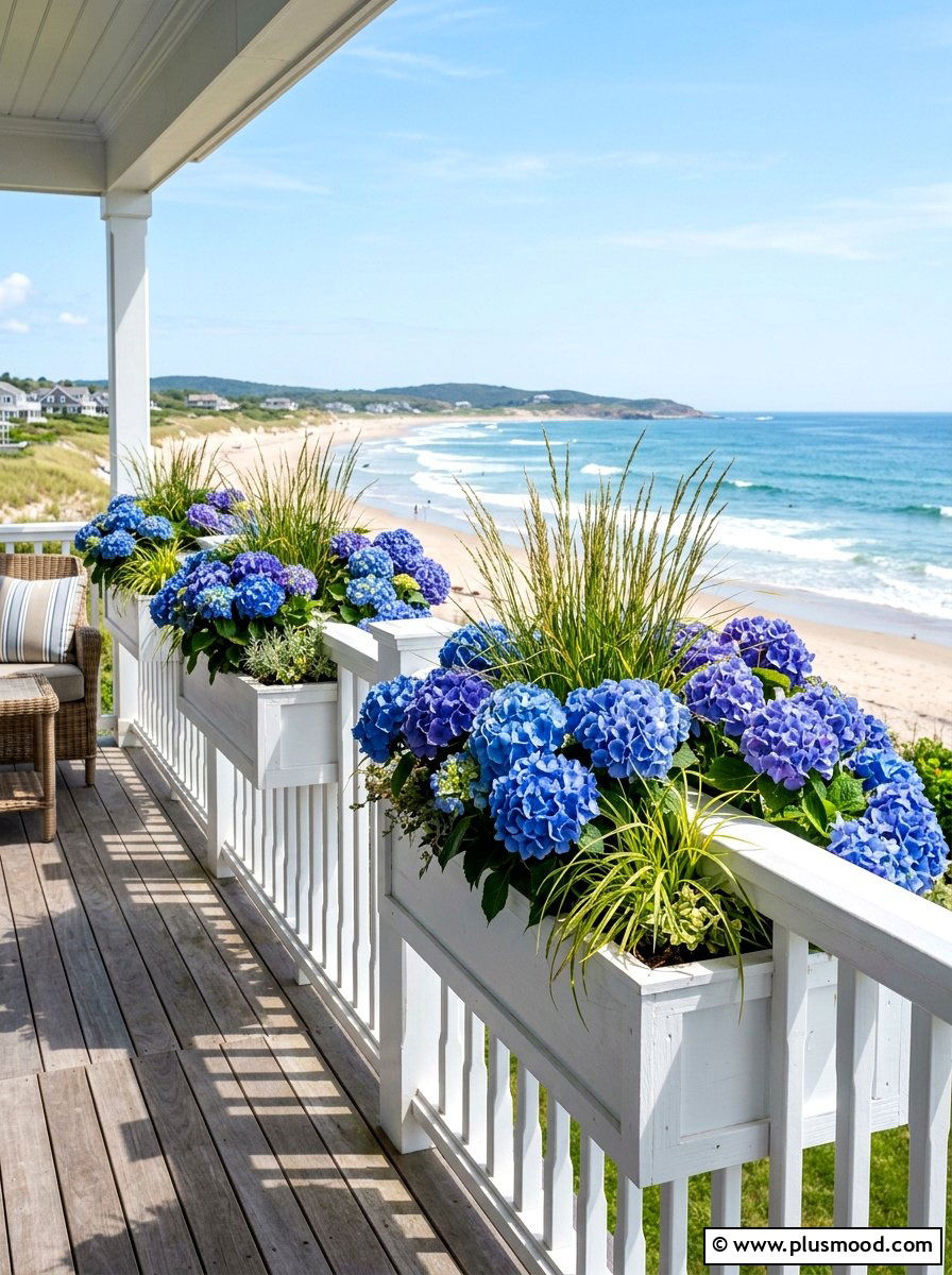 Coastal Planter Box Arrangement - 25 summer coastal front porch ideas