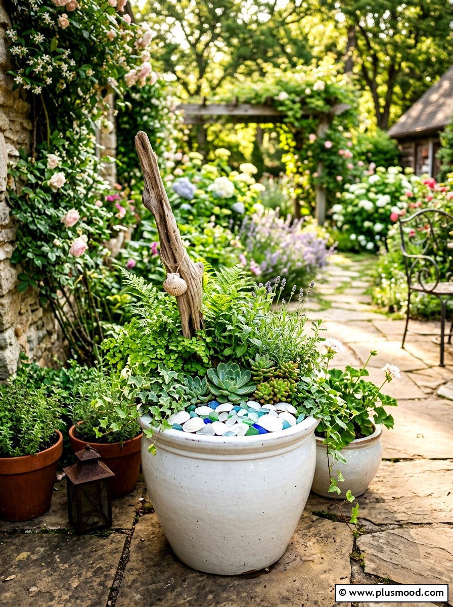 Coastal Planter Pot - 25 summer decor ideas with shells