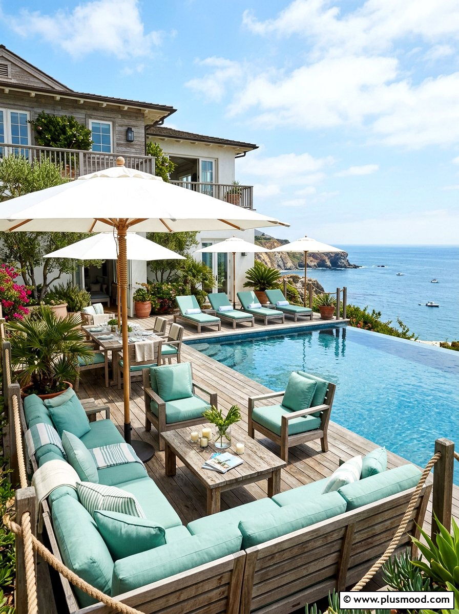 Coastal Pool Party Setup - 25 summer pool party setup ideas