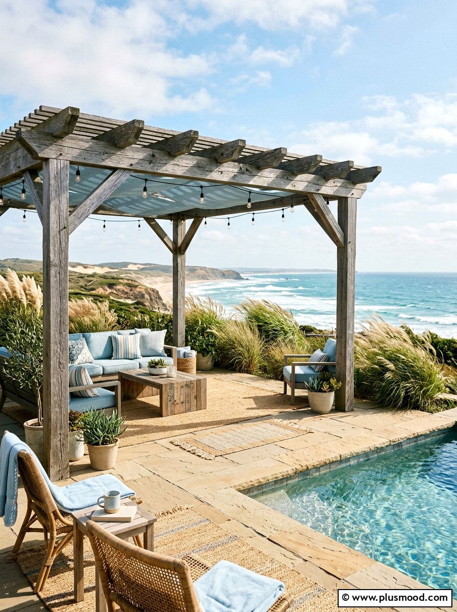 Coastal Pool Pergola - 25 pool landscaping ideas with pergola