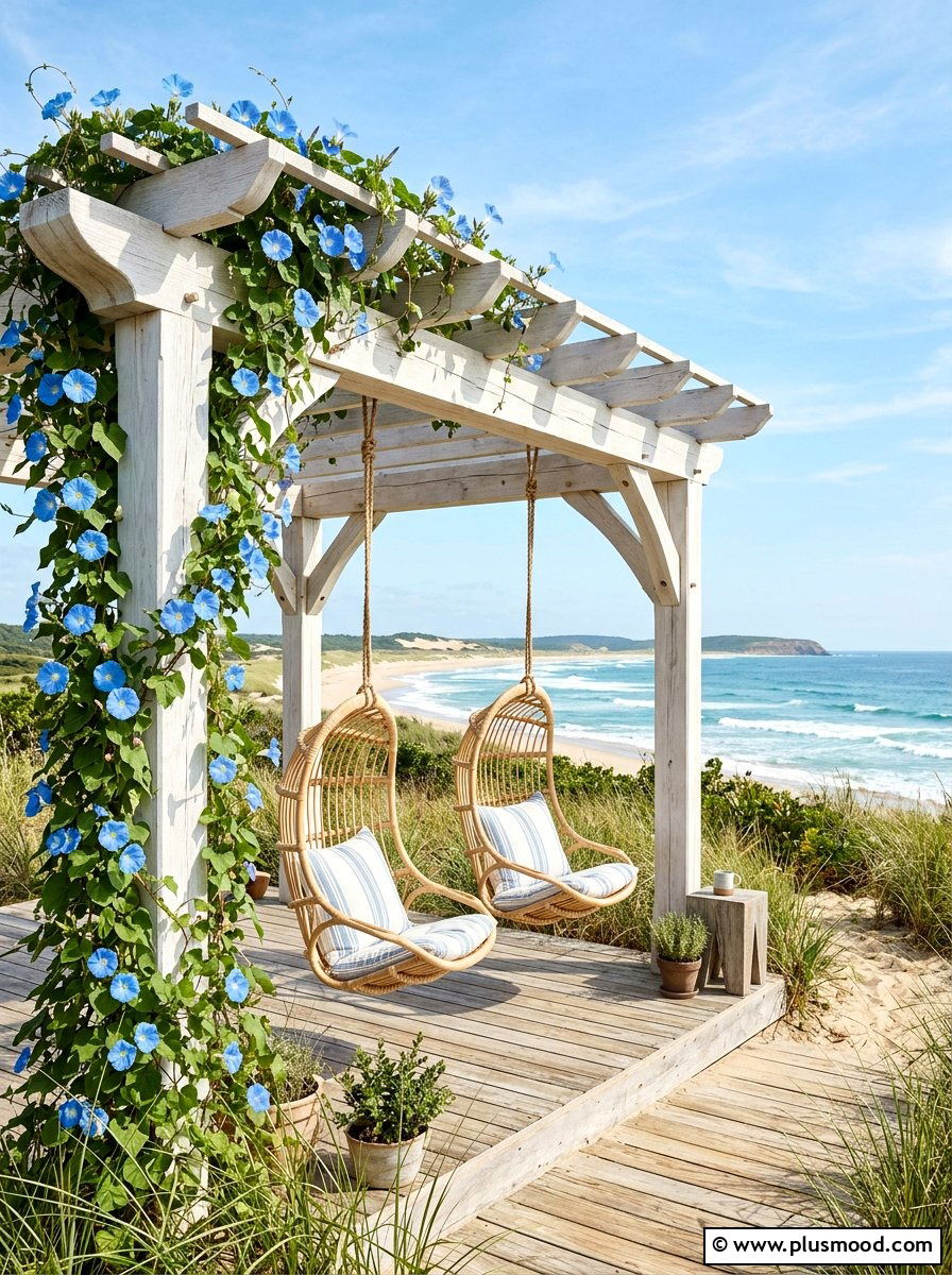 Coastal Poolside Pergola - 25 pool landscaping ideas with pergola and vines