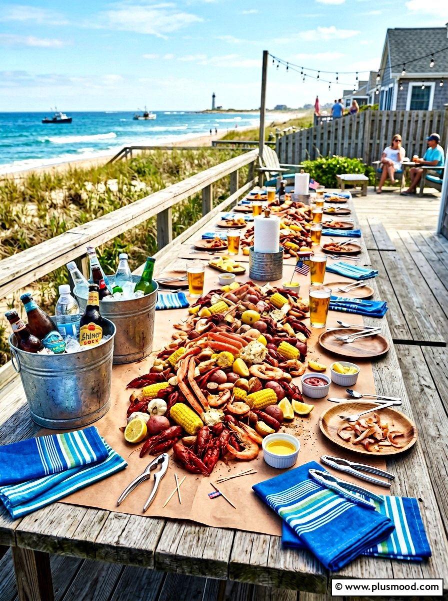 Coastal Seafood Boil - 25 summer dinner party ideas outdoors