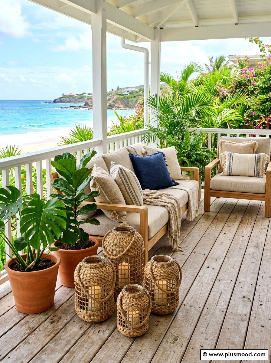 Coastal Seagrass Lantern - 25 summer front porch lantern ideas