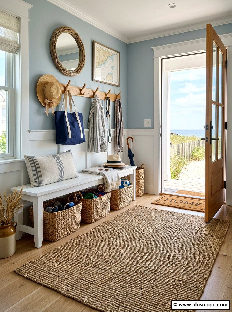 Coastal Seagrass Mudroom Area - 25 summer decorating ideas for small homes