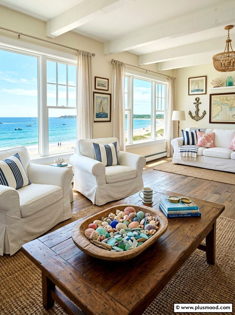 Coastal Seashell Bowl - 25 summer coffee table decor ideas