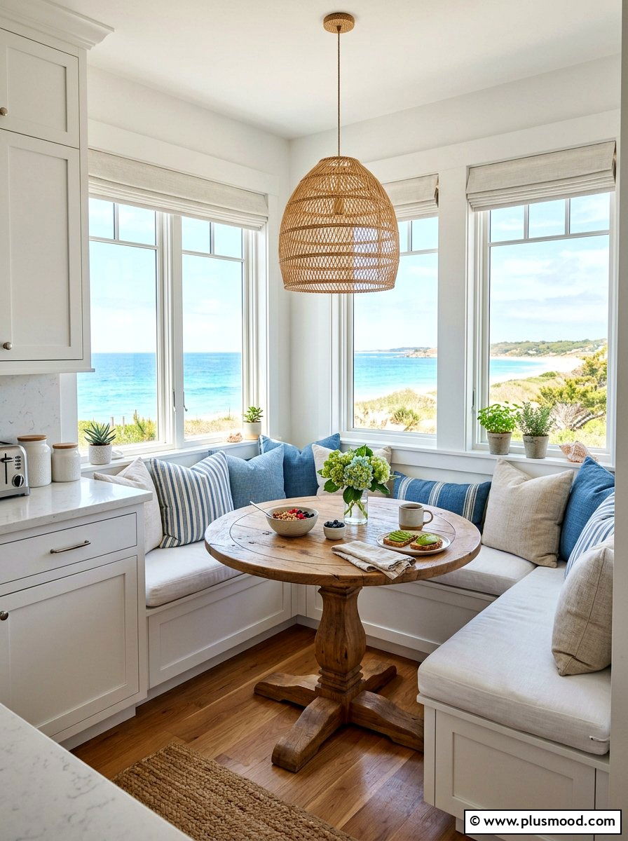 Coastal Style Breakfast Nook - 25 summer coastal kitchen ideas