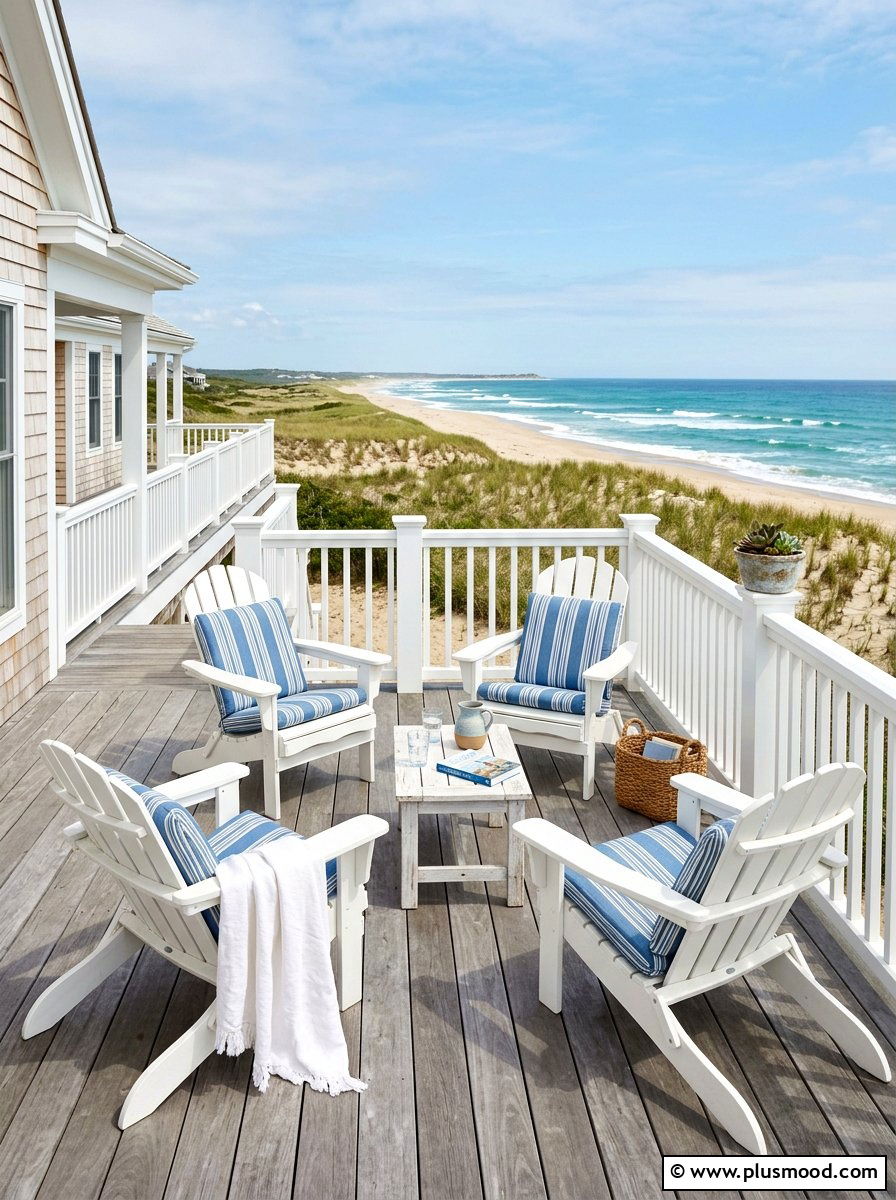 Coastal Style Deck - 25 small backyard ideas with raised patio