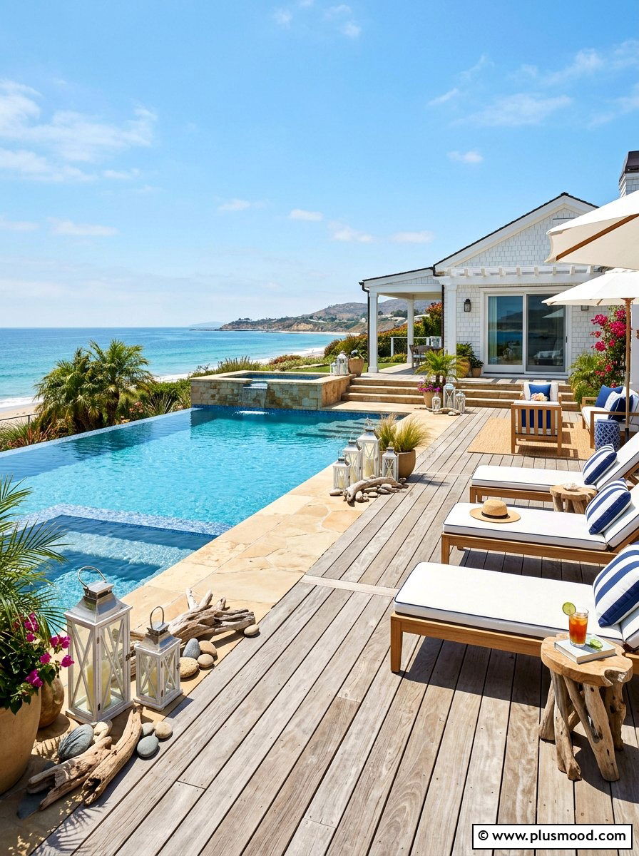 Coastal Style Pool Deck - 25 summer pool patio ideas