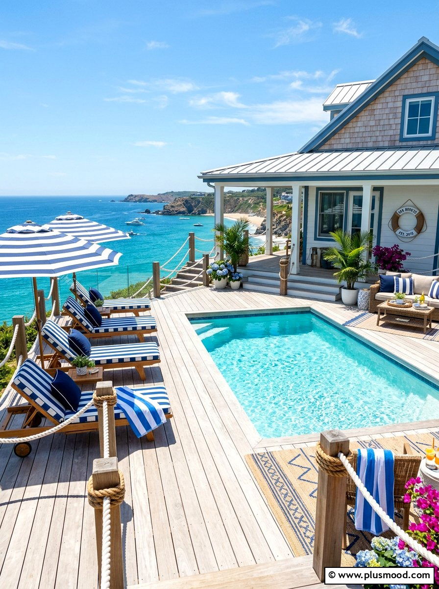 Coastal Style Pool Deck - 25 summer pool deck ideas