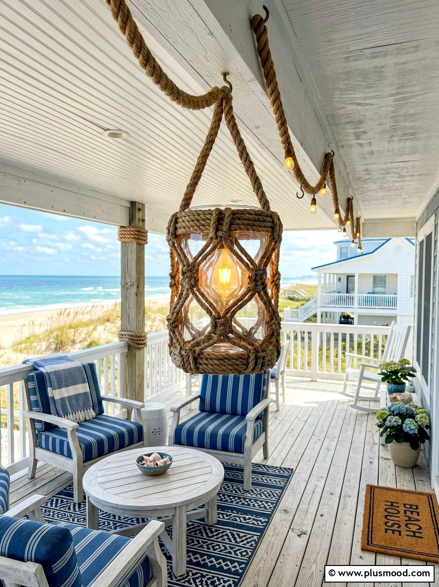 Coastal Style Porch Rope Light - 25 summer porch lighting curb appeal ideas