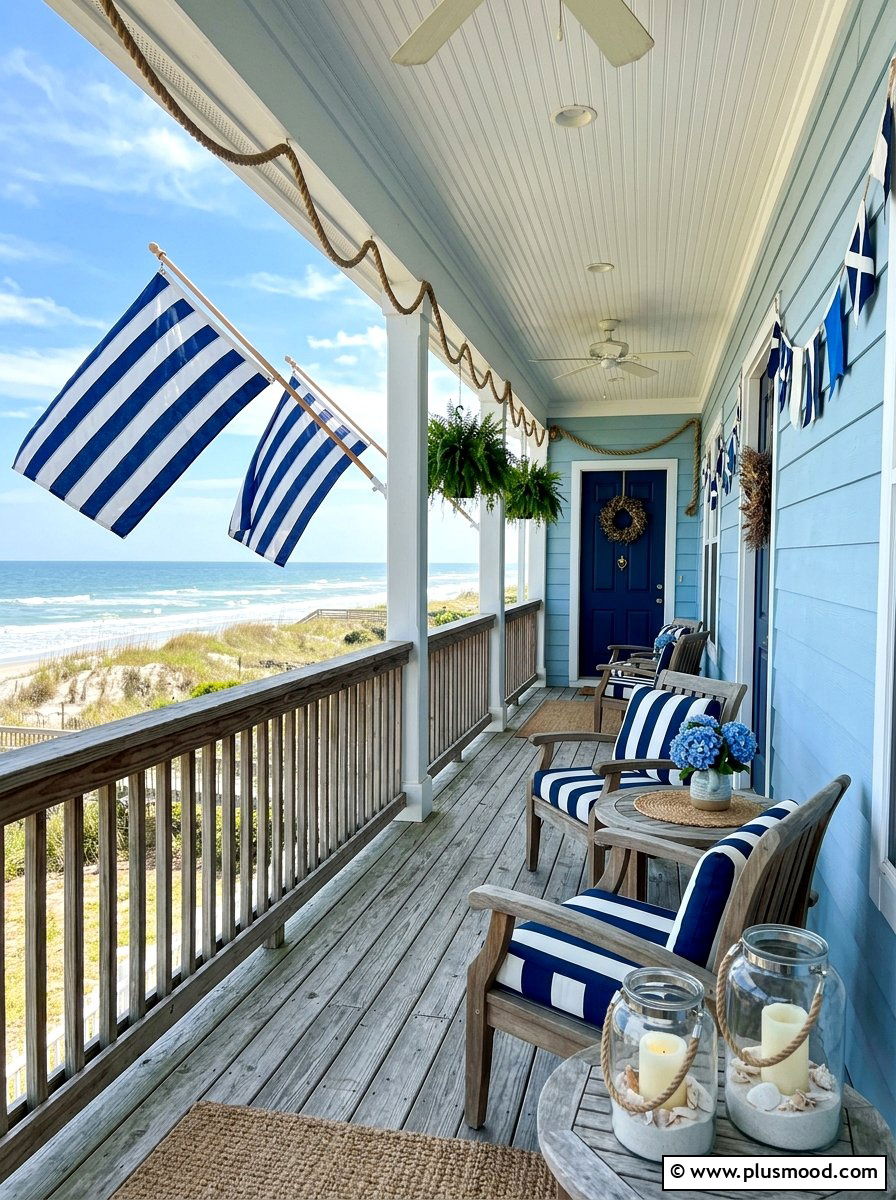 Coastal Summer Flag - 25 summer front porch decor ideas with flags
