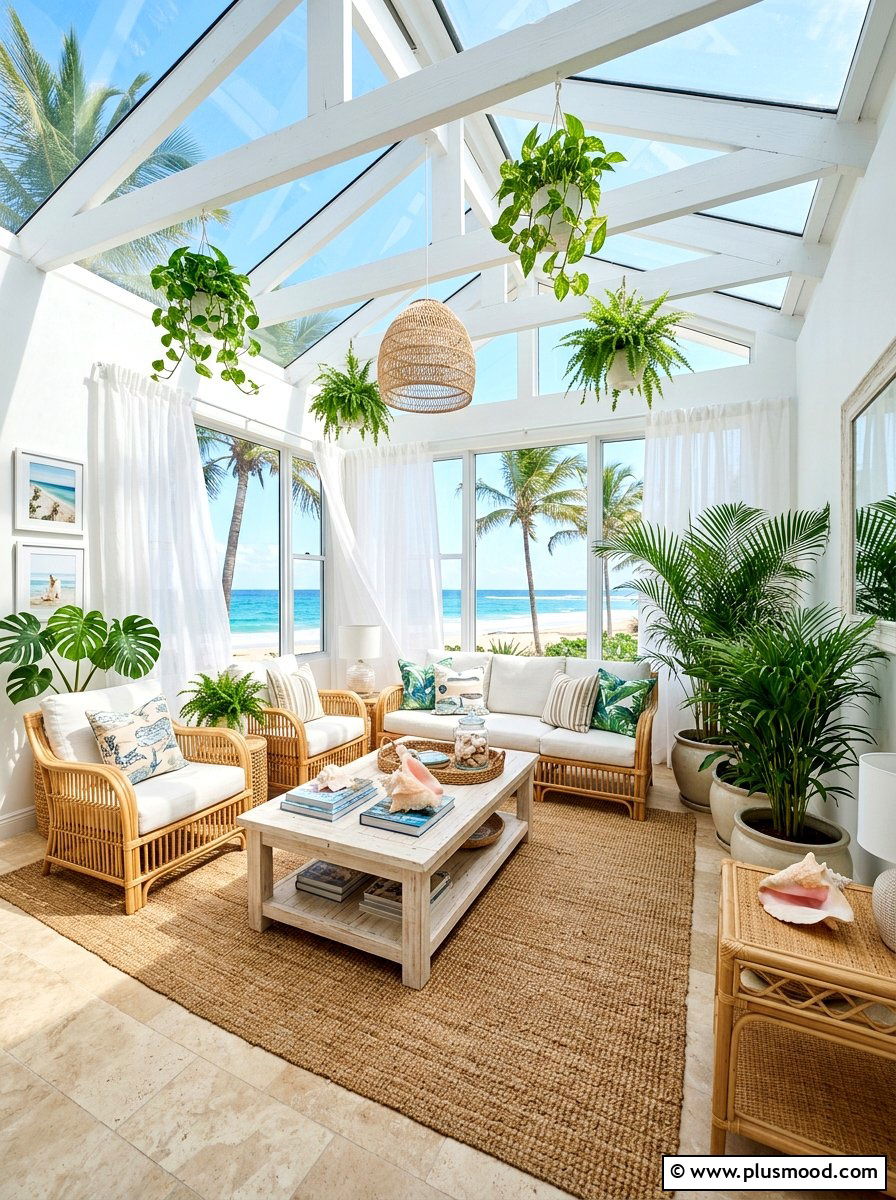 Coastal Sunroom Layout - 25 summer seashell decor ideas