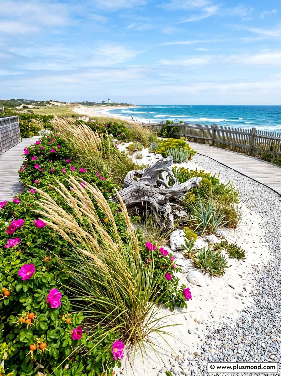 Coastal Theme Sandy Garden - 25 summer front yard garden ideas