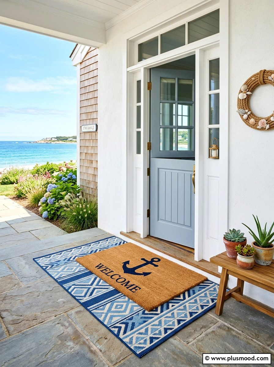 Coastal Welcome Mat Entrance - 25 summer coastal front porch ideas