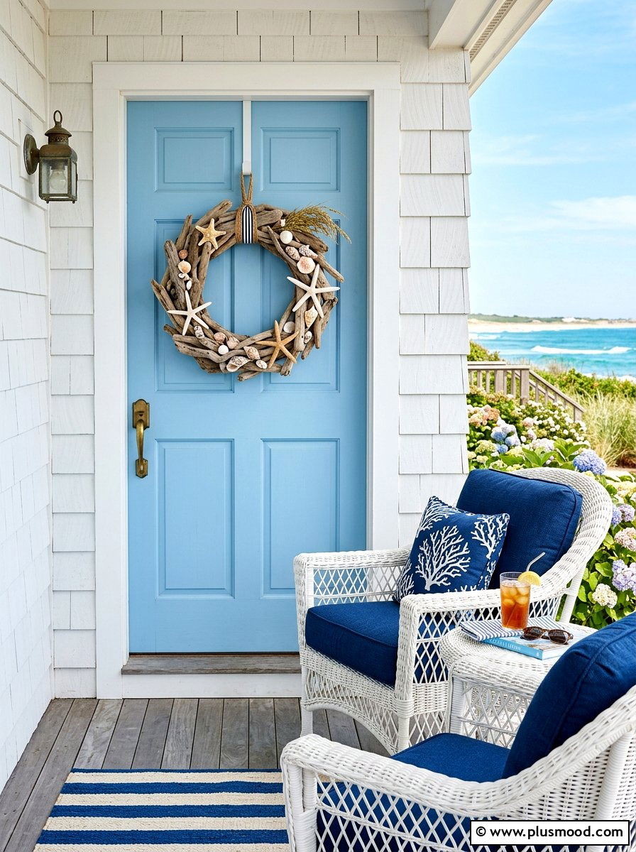 Coastal Wreath Style - 25 summer front door decor ideas