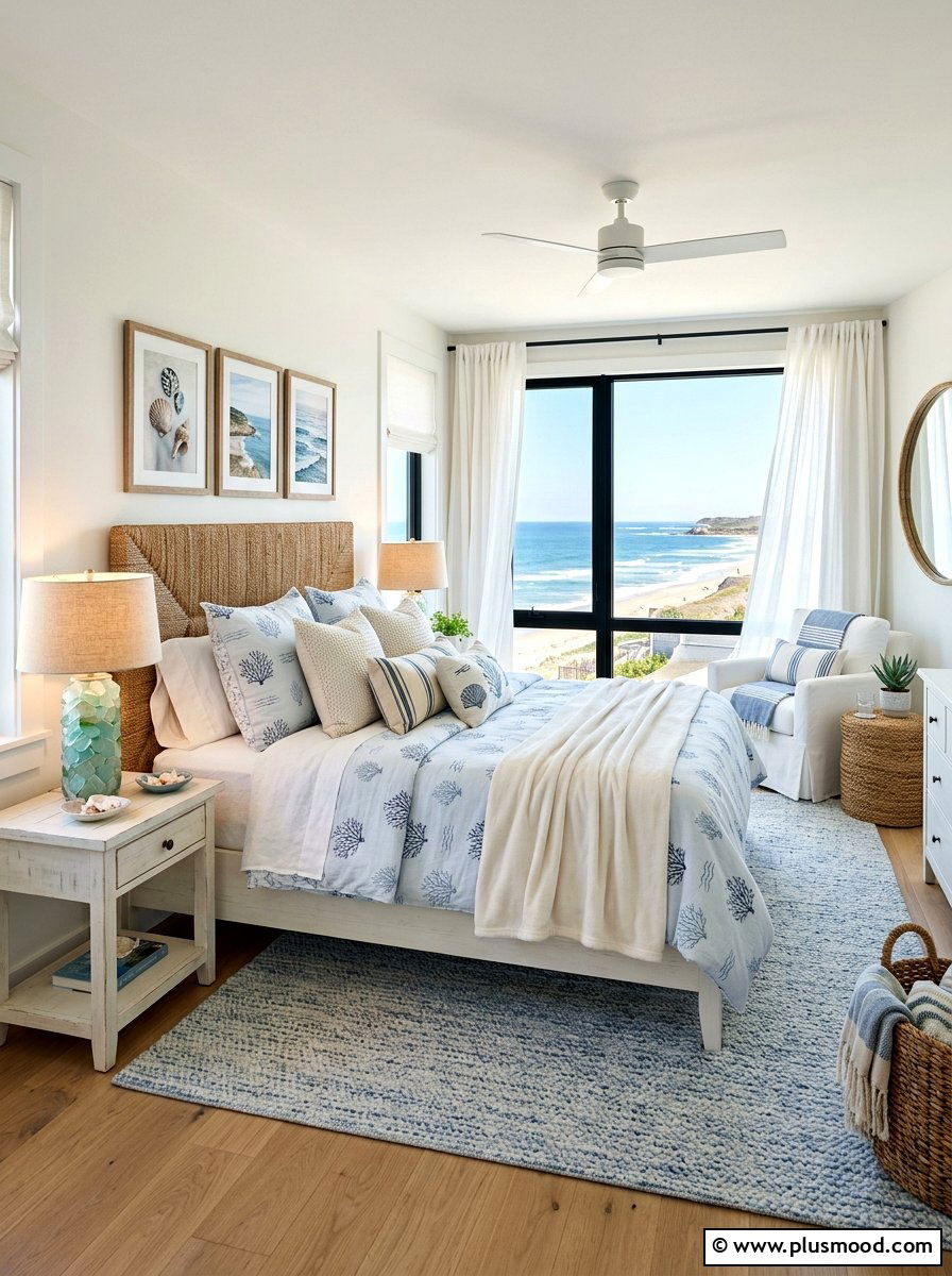 Coastal bedroom decor - 25 summer blue and white decor ideas