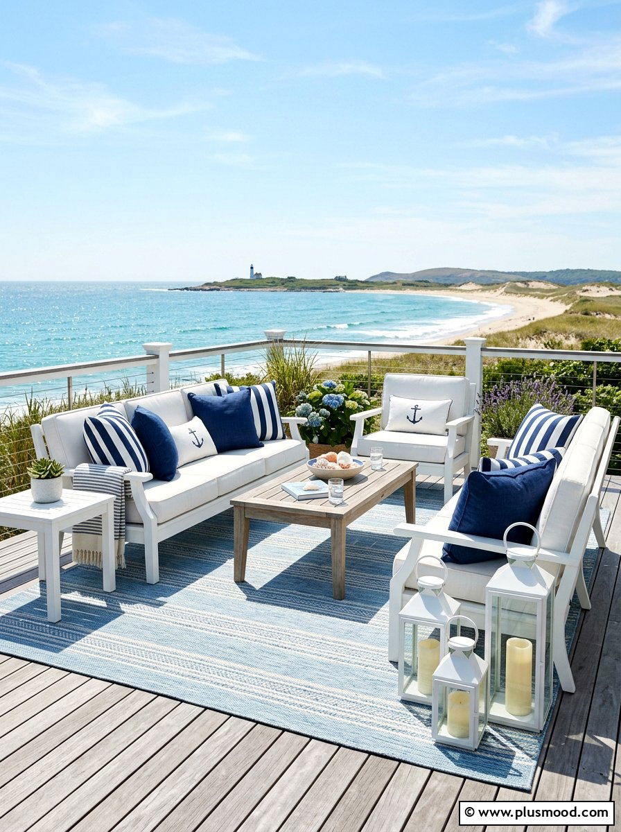 Coastal blue deck accessories - 25 summer deck party ideas