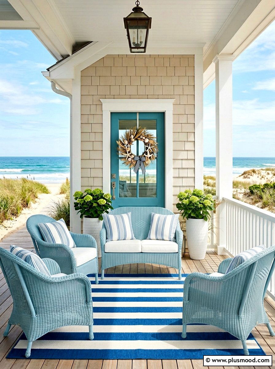 Coastal blue front entry - 25 summer elegant front porch ideas