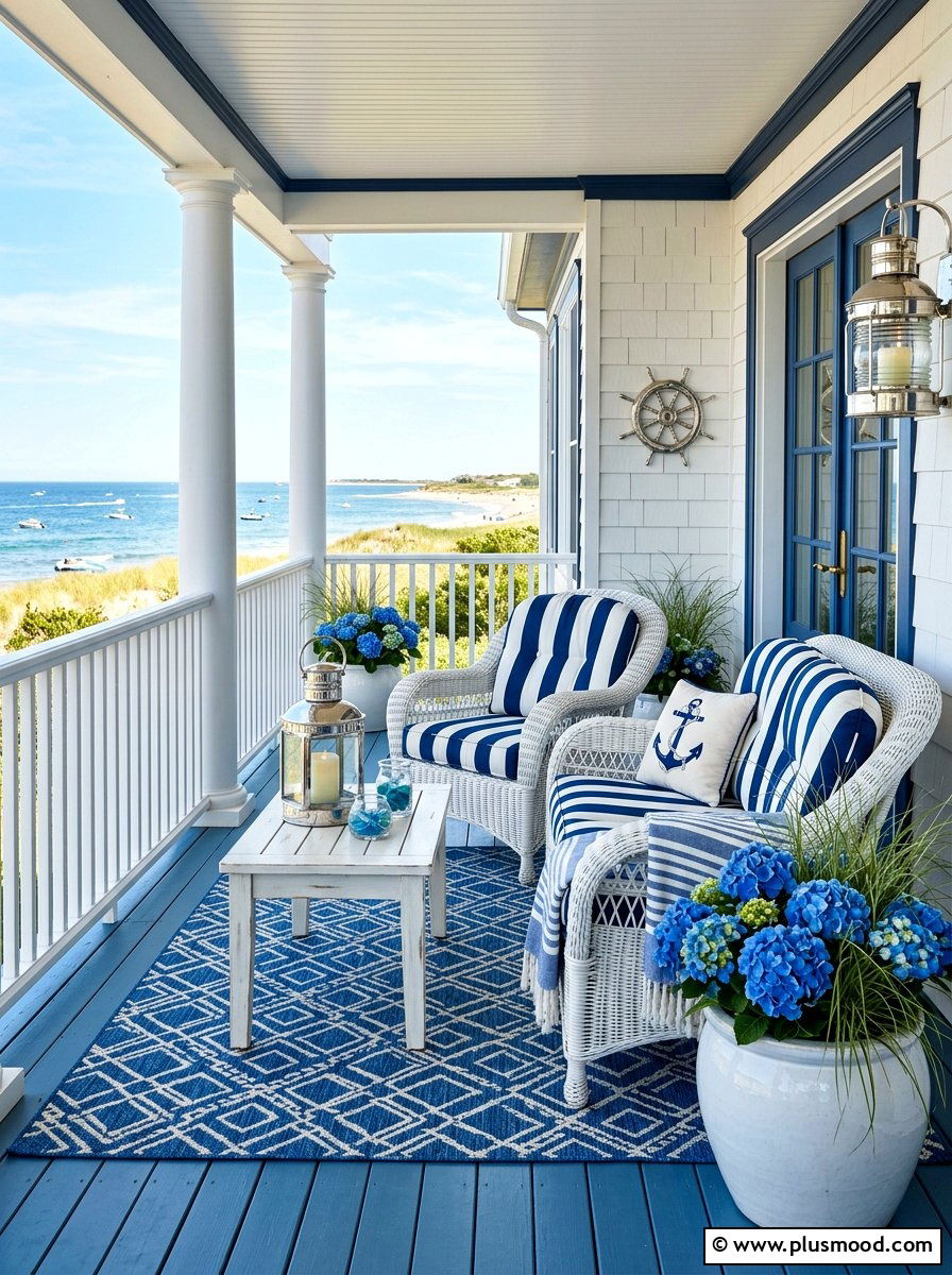 Coastal blue porch - 25 summer front porch styling ideas