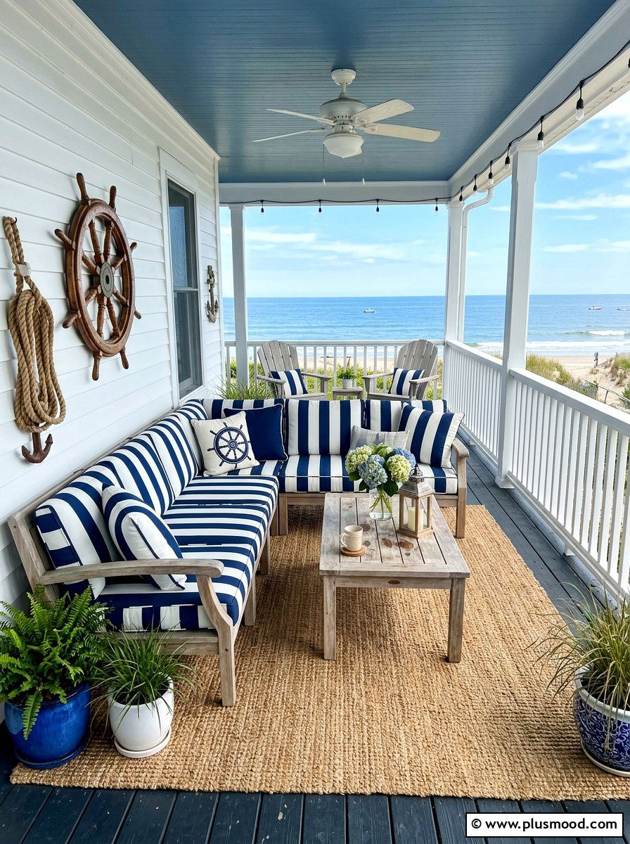 Coastal blue porch - 25 best summer front porch decor ideas