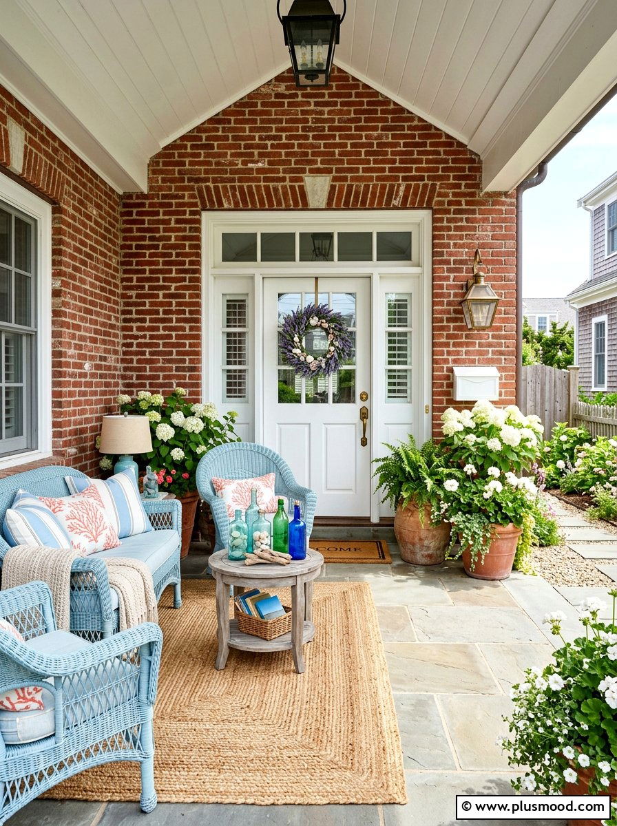 Coastal decor for brick porch - 25 summer front porch decor ideas for brick house
