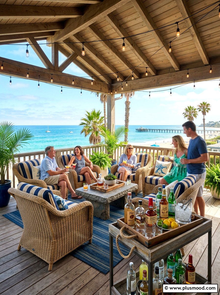 Coastal entertainment porch layout - 25 summer coastal porch ideas