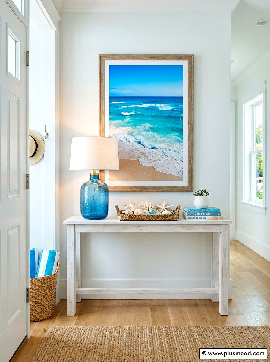 Coastal entryway table - 25 summer nautical decor ideas