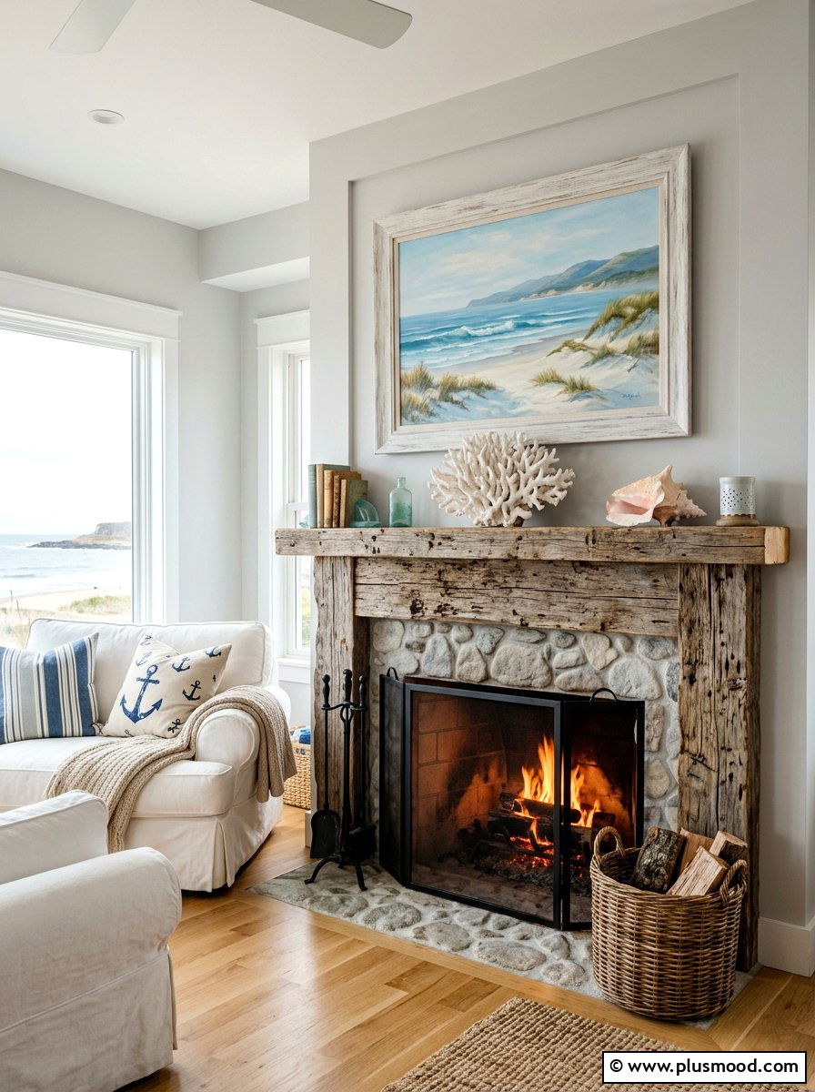 Coastal fireplace mantel - 25 summer cottage decor ideas