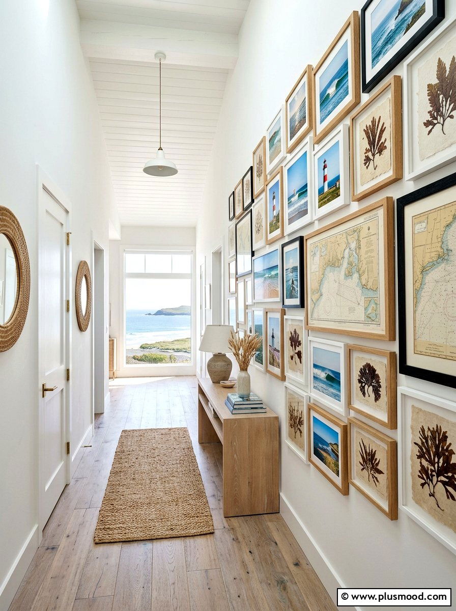 Coastal gallery wall - 25 summer coastal home decor ideas