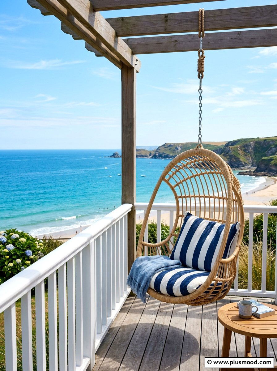 Coastal hanging chair - 25 summer balcony swing chair ideas