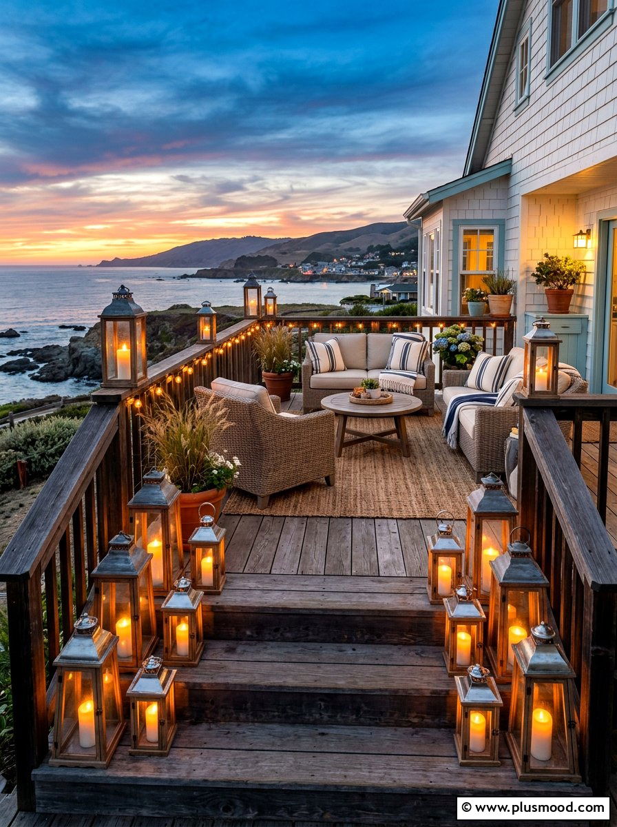 Coastal lantern porch theme