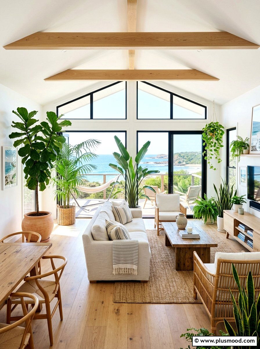 Coastal living room indoor plants - 25 summer coastal living room ideas