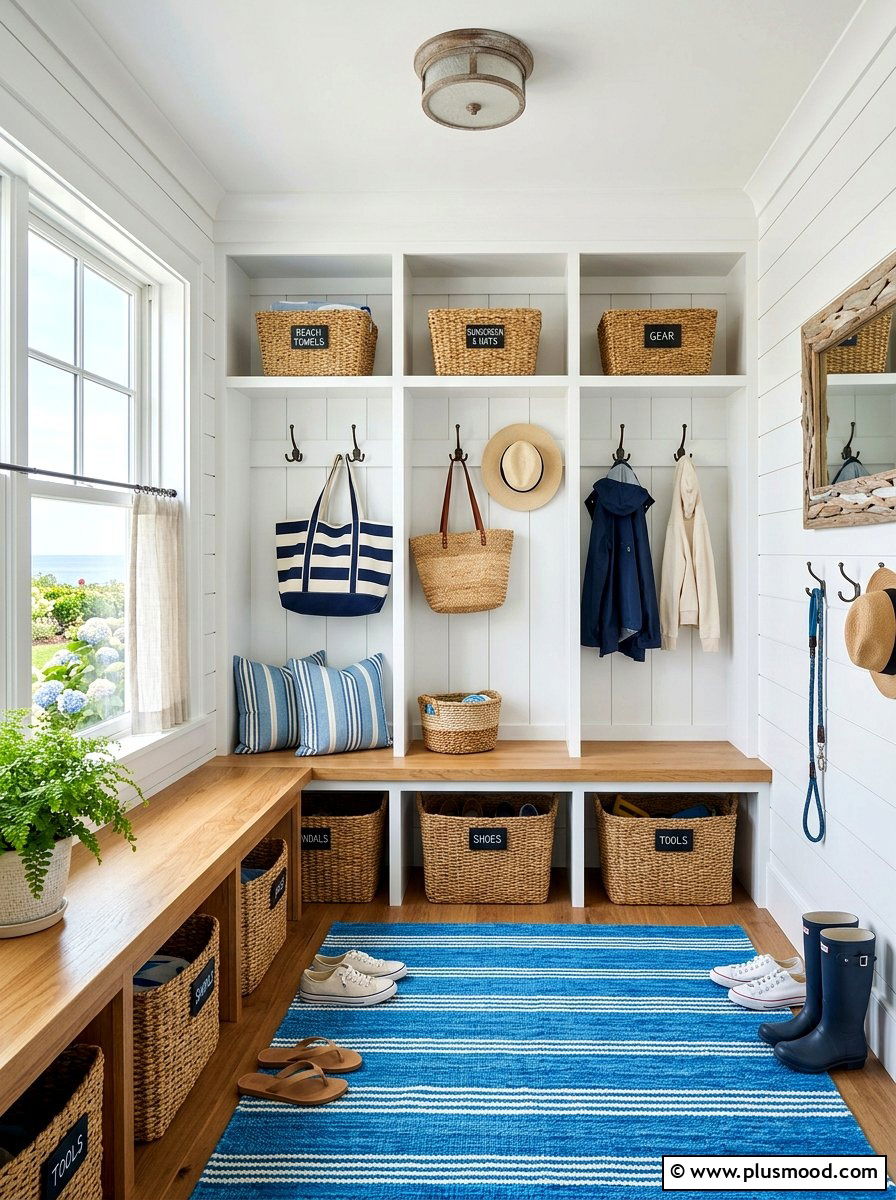 Coastal mudroom - 25 summer coastal home decor ideas
