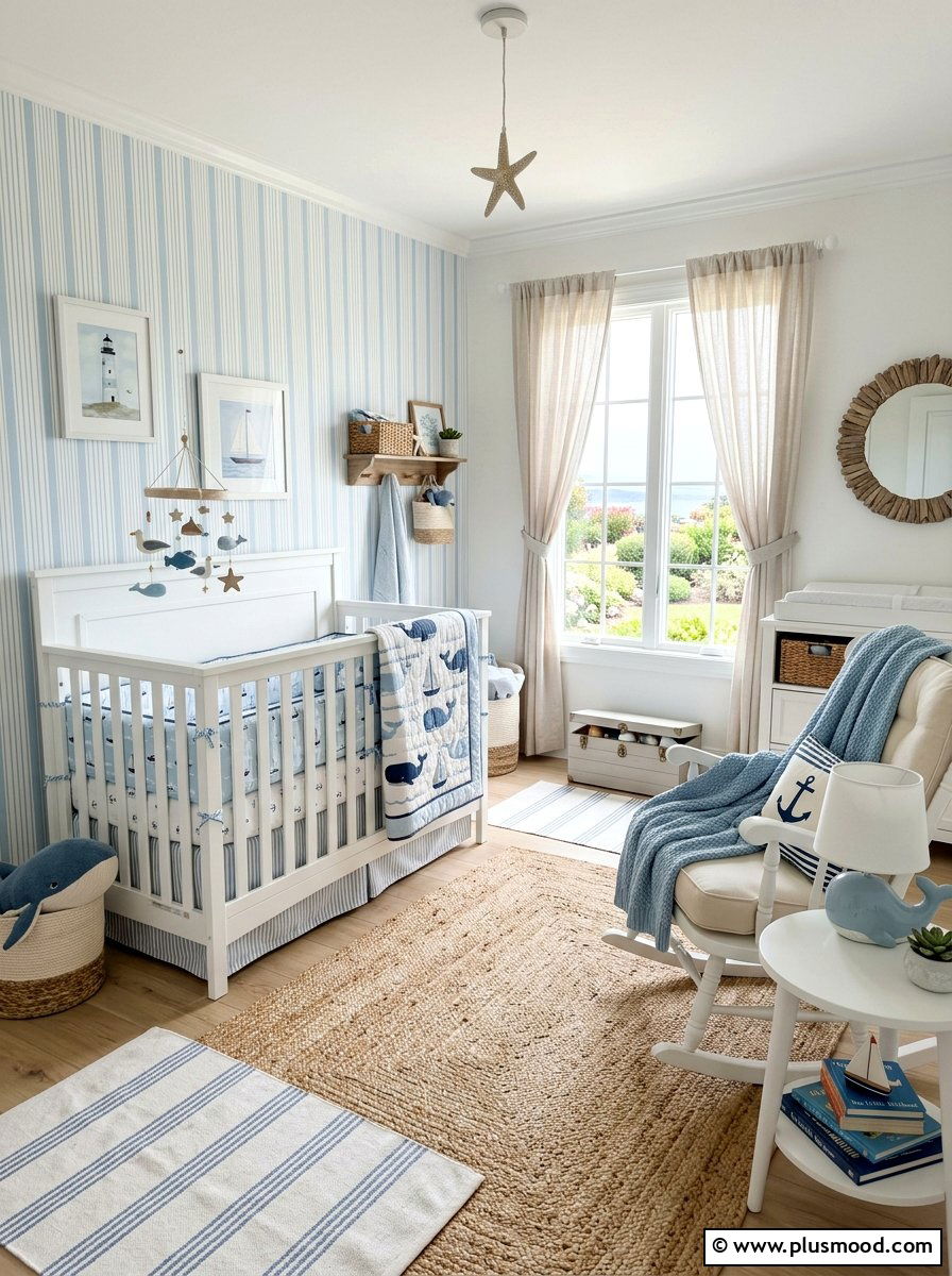 Coastal nursery decor - 25 summer decor ideas with blue and white