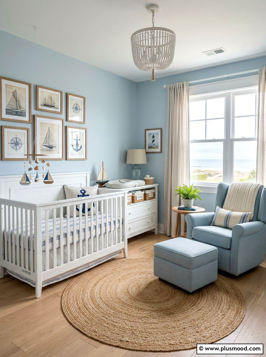 Coastal nursery room - 25 summer blue and white decor ideas