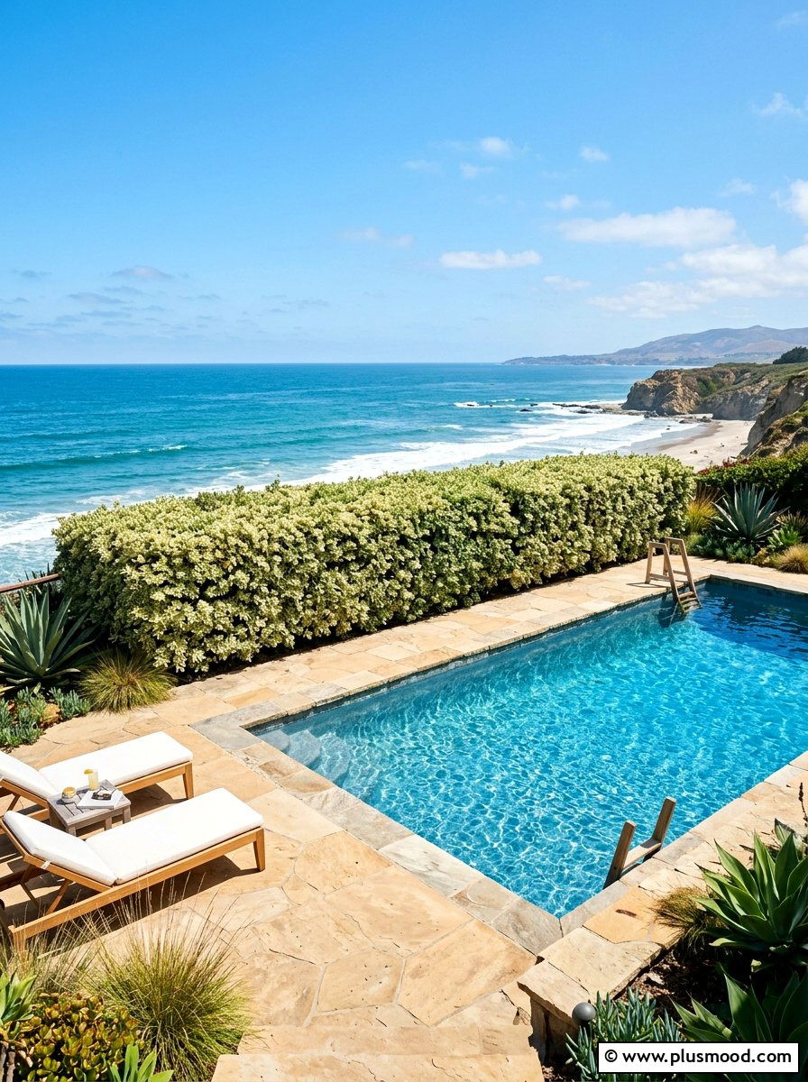 Coastal pool hedge border - 25 pool landscaping ideas with hedge border