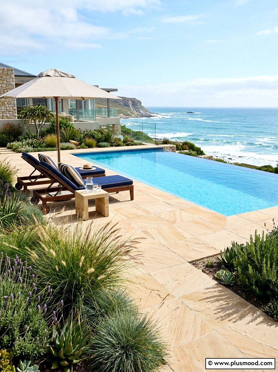 Coastal pool landscape sandstone - 25 pool landscaping ideas with sandstone