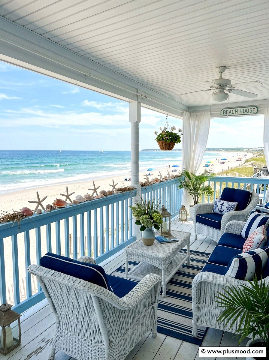 Coastal porch railing - 25 summer porch rail decor ideas