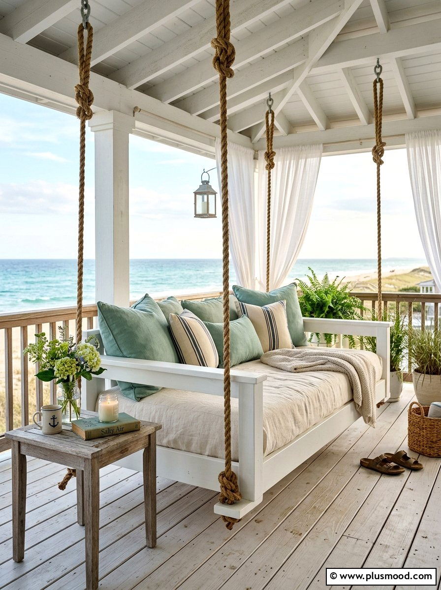 Coastal porch swing sanctuary - 25 summer coastal porch ideas