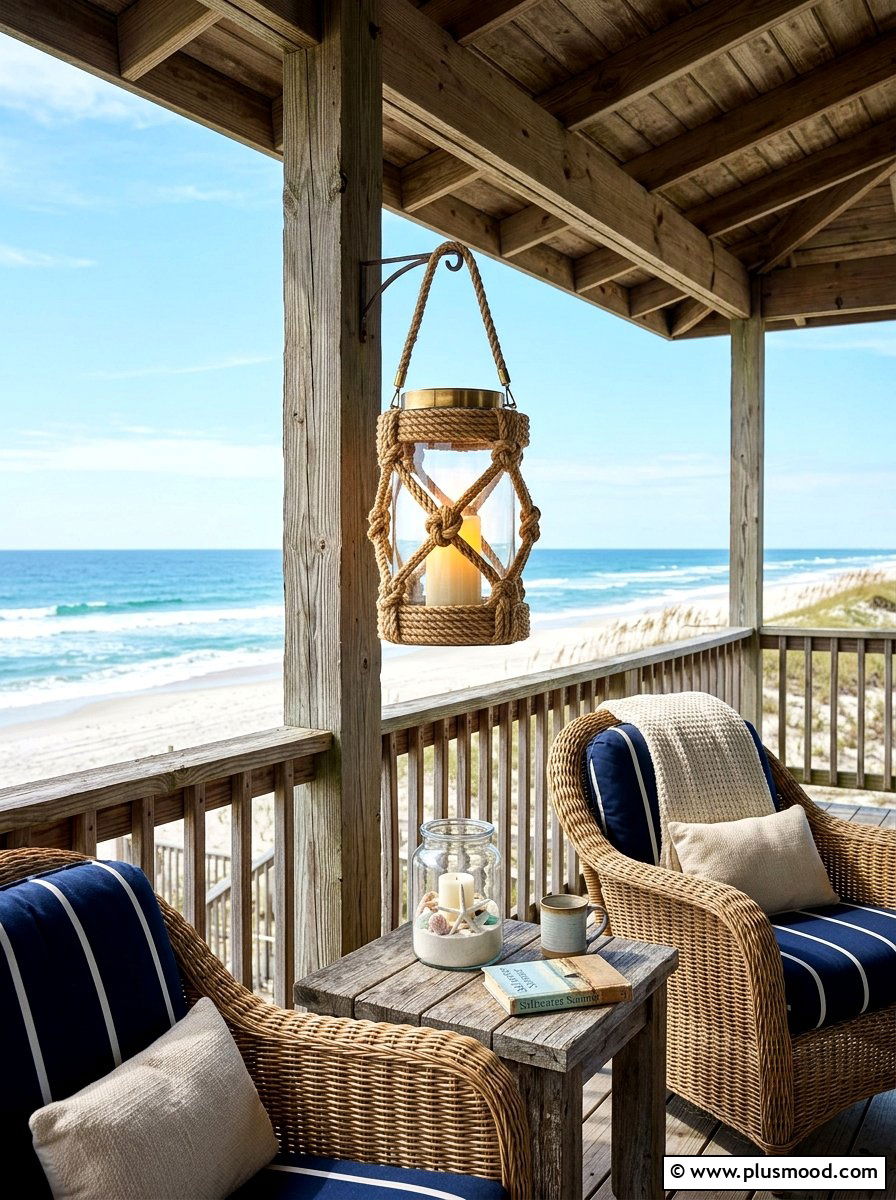 Coastal rope lantern - 25 summer lantern ideas for front porch