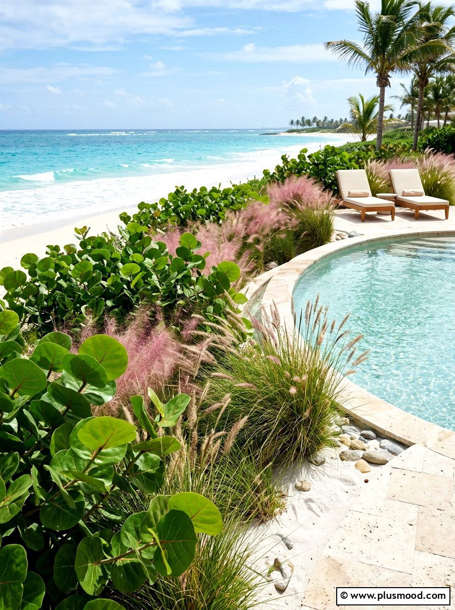 Coastal salt tolerant pool greenery - 25 pool landscaping ideas with native plants